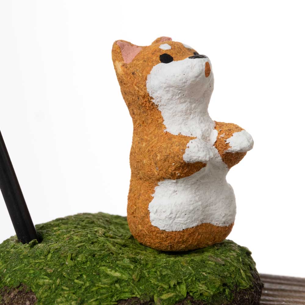 会津桐卓上風鈴・置き風鈴 ひまわりと柴犬 ガラス風鈴 蒔絵を施したハンドクラフト製 桐製の台と桐の粉人形 木之本 福島県の工芸品 ※在庫限り