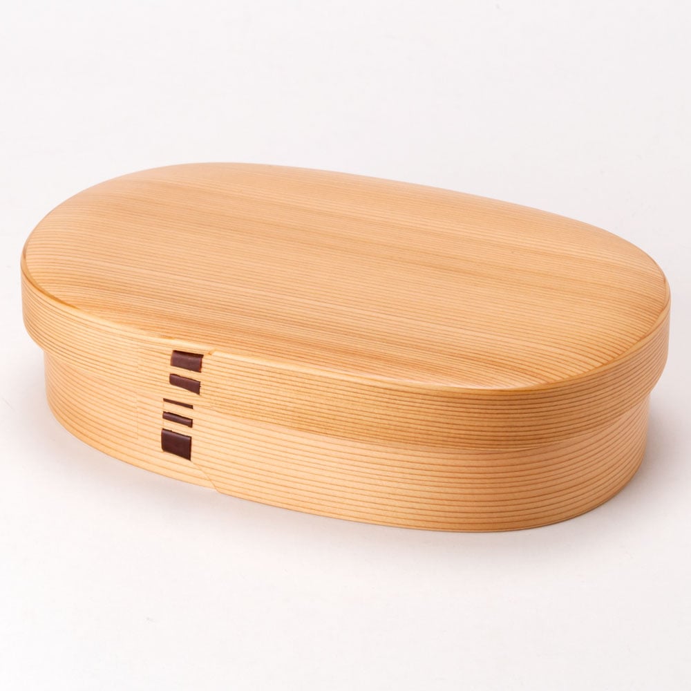 大館曲げわっぱ 弁当小判型・大 (k-129) 秋田県の伝統工芸品 作者:伝統工芸士・栗盛俊二 Odate Magewappa Bento lunch box