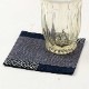 百道発信　縁結び　コースター (IKI-1534)　11×11cm　福岡県の布製品　和文様　鹿の子柄　和風の布製マット　コップ敷き　青×紺／白×赤　リネン・綿　日本製　Fabric coaster  Fukuoka craft