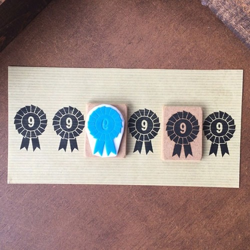 ロゼットはんこ「9」 ステーショナリーを彩る消しゴムはんこ ただのやまもと Rosette hanko stamp