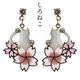 アクセソワール　桜日和と猫ひと休みピアス　桜ゆらり、耳元に春色のきらめき　アレルギー反応の出にくいチタンポスト　チャーム24mm　日本製