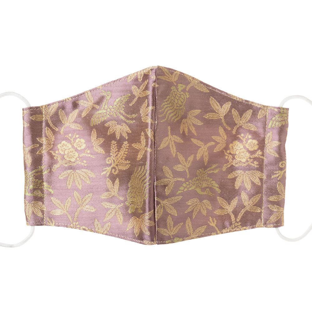 京都 あらいそ 西陣織名物裂 和装マスク037 蓬莱吉祥紋 正絹織物とガーゼを組み合わせた和風スタイルマスク 男女兼用 Kyoto nishijin Face mask