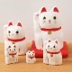 和紙置物　はりこーシカ招き猫（白）　5匹　Lucky cat made of Japanese paper