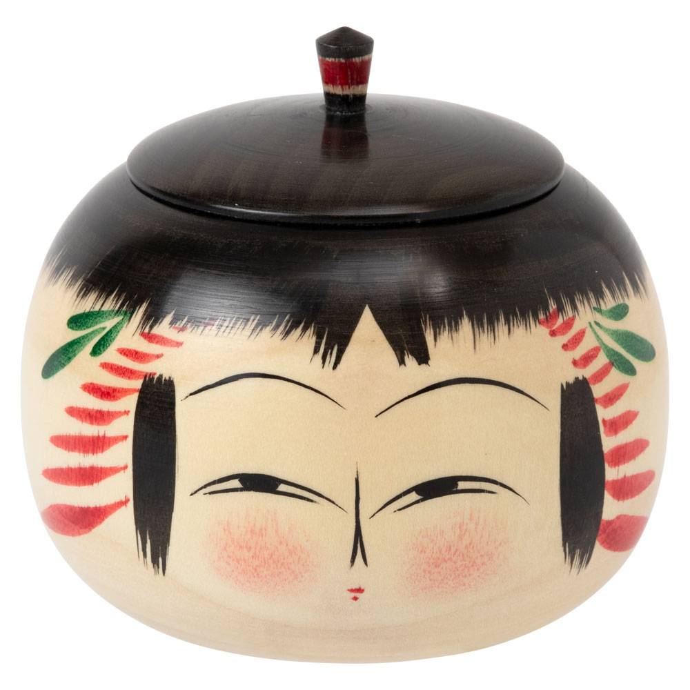 宮城伝統こけし 遠刈田系 姫だるまドングリ小物入れ 作者:小笠原義雄 宮城県の工芸品 Kokeshi Miyagi craft