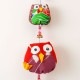梟と猫の和布吊り飾り　千葉県の工芸品　※絵柄はお選びいただけません　Hanging decoration of owl and cat  Chiba craft