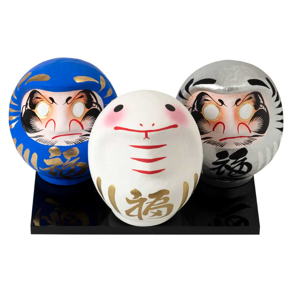 高崎だるま 2025年干支だるま巳 出世改革セット 再生と復活 黒塗り台付き 令和7年 蛇 へび 変化・健康の正月飾り 縁起物 置物 インテリア 群馬県指定ふるさと伝統工芸品