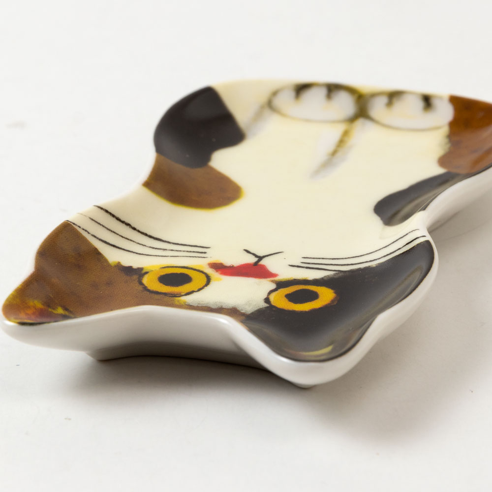 猫の豆皿OSUWARI みけ (80892) ECOUTE! minette 小皿・トレー まあるいおめめのキュートな猫たち