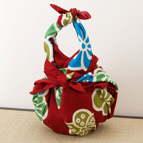 二四巾風呂敷 江戸千代紙いせ辰 大梅 エンジ 90cm幅綿ふろしき