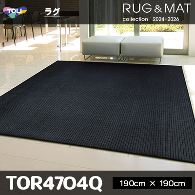 ラグ TOR4704Q (190cm×190cm) 5mm厚 オーバーロック加工 防ダニ加工 床暖対応 [日本製] 東リ