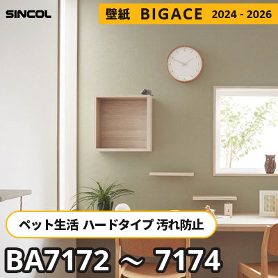 BA7172 BA7173 BA7174 ペットにもおすすめ [ハードタイプ＋抗菌] 汚れ・キズに強い シンコール 壁紙 ビッグエース 2024-2026 m販売