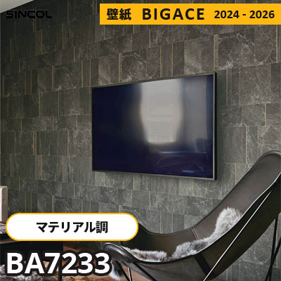 BA7233 [マテリアル] 黒大理石風 シンコール 壁紙 ビッグエース 2024-2026 m販売