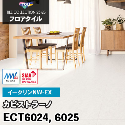 ECT6024 ECT6025 [カピストラーノ] ワックス不要/450×450mm イークリンNW-EX 東リ フロアタイル 2025-28 ケース販売