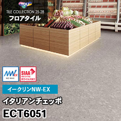 ECT6051 [イタリアンチェッポ] ワックス不要/600×600mm イークリンNW-EX 東リ フロアタイル 2025-28 ケース販売
