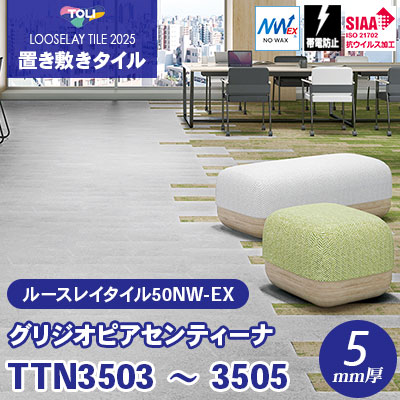 TTN3503 TTN3504 TTN3505 [グリジオピアセンティーナ] 250×1000×5mm厚 ワックス不要 東リ 置き敷きタイル ルースレイ50NW-EX（Vol.2） ケース販売