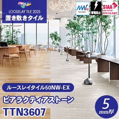 TTN3607 [ビアラクティアストーン] 333.3×500×5mm厚 ワックス不要 東リ 置き敷きタイル ルースレイ50NW-EX（Vol.2） ケース販売