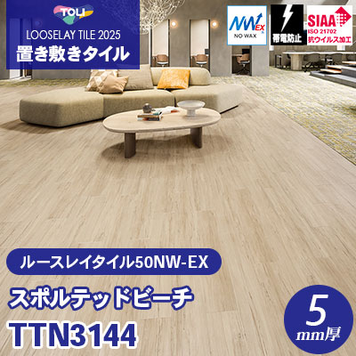 TTN3144 [スポルテッドビーチ] 166.7×1000×5mm厚 ワックス不要 東リ 置き敷きタイル ルースレイ50NW-EX（Vol.2） ケース販売