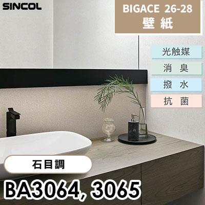 BA3064 BA3065 石目調 光触媒 消臭 抗菌 撥水 シンコール 壁紙 BIGACE ビッグエース 2026-28 (ｍ販売)