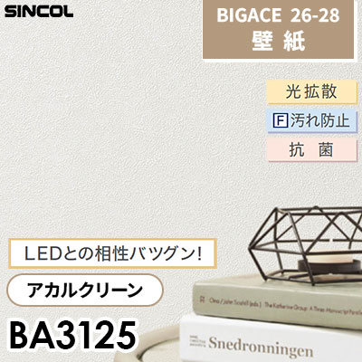 BA3125 アカルクリーン 石目調 光拡散F汚れ防止 抗菌 シンコール 壁紙 BIGACE ビッグエース 2026-28 (ｍ販売)