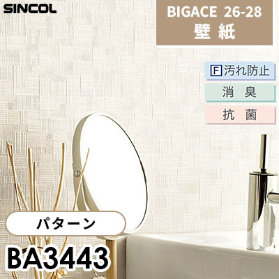 BA3443 パターン [不燃] F汚れ防止 消臭 抗菌 シンコール 壁紙 BIGACE ビッグエース 2026-28 (ｍ販売)