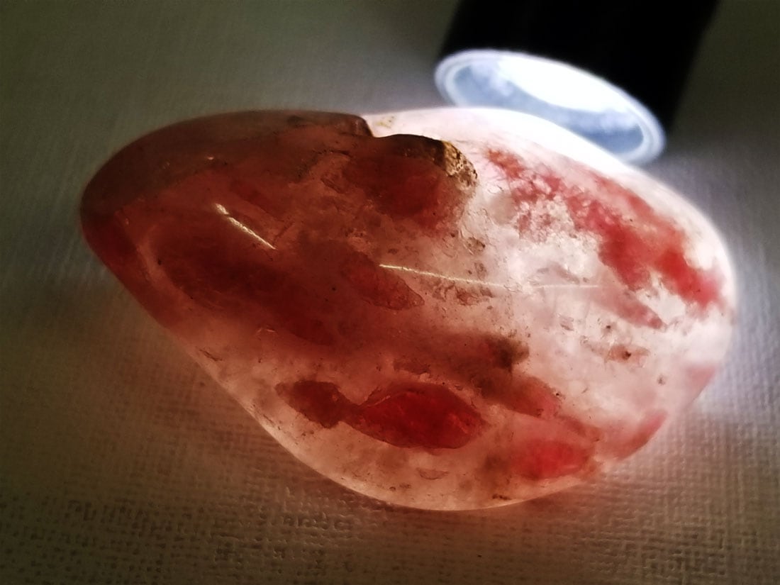 ロードナイトinクォーツ タンブル ( 薔薇輝石 )/ Rhodonite in Quartz