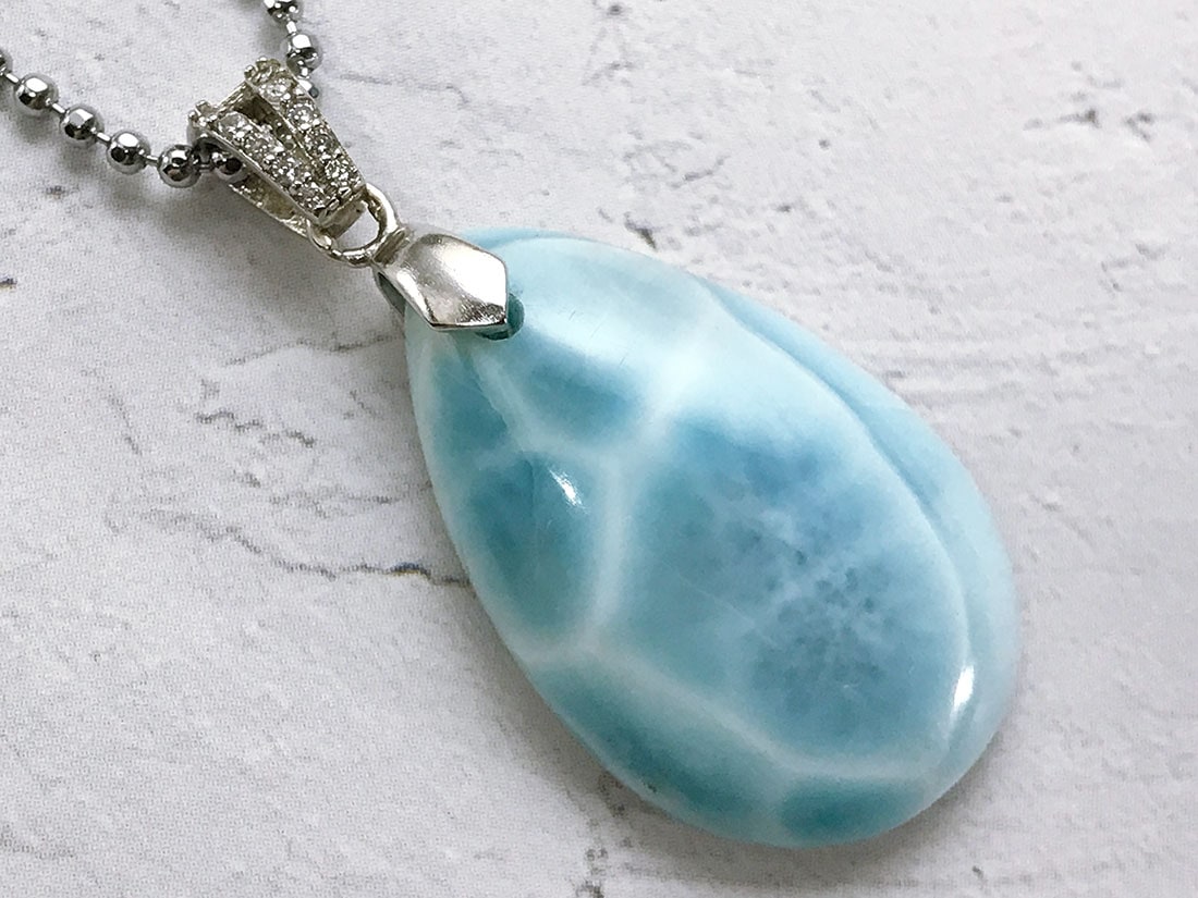 【高品質】 ドミニカ共和国産 ラリマー ペンダントトップ