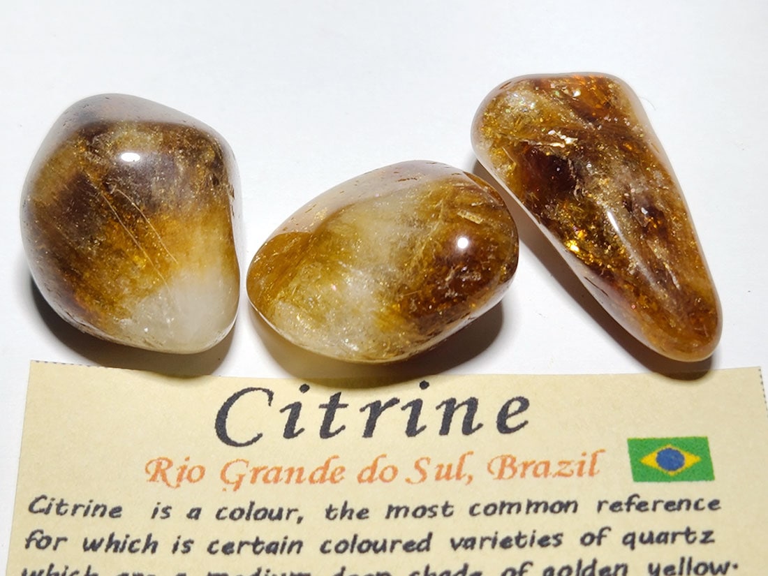ブラジル産 シトリン タンブル3個セット/Citrine
