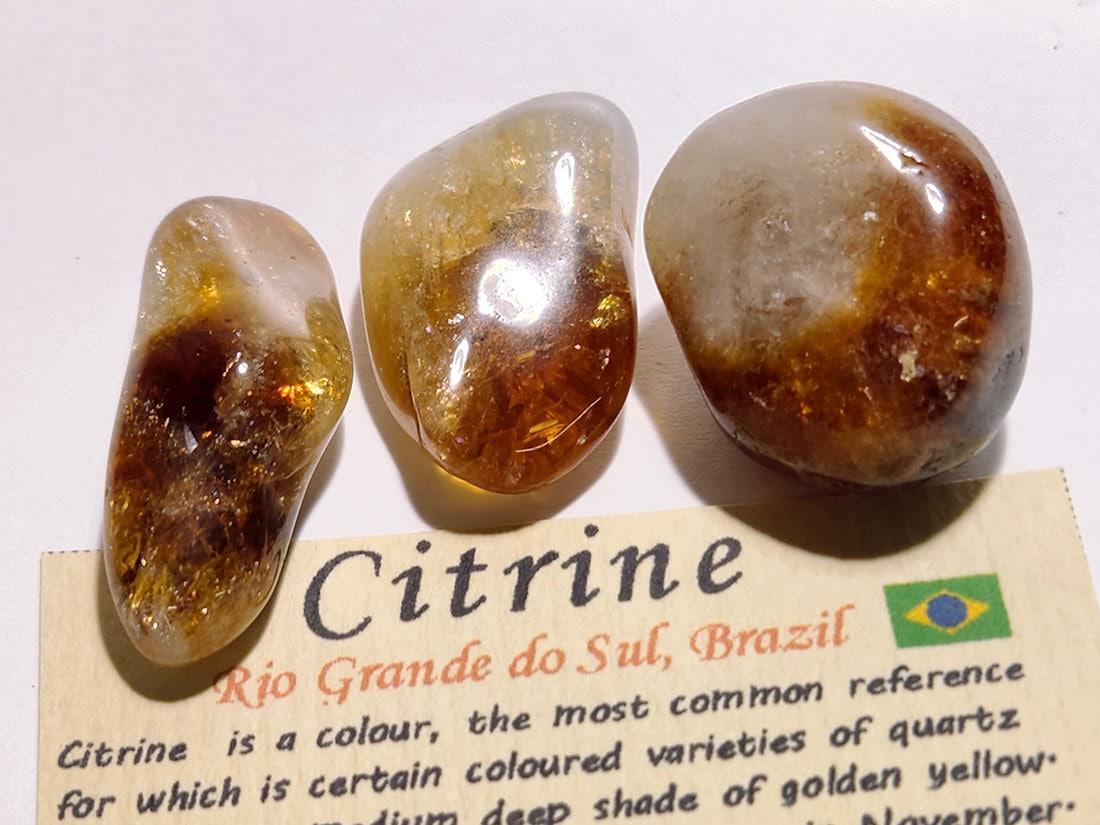 ブラジル産 シトリン タンブル3個セット/Citrine