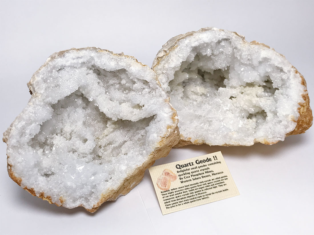 モロッコ産水晶ジオード ペア Lサイズ/Quartz Geode