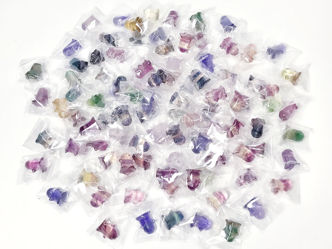 フローライト アニマル彫刻  ちびおばけ 100個セットアソート