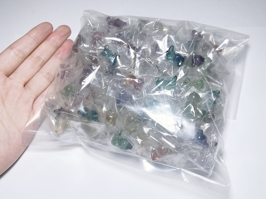 フローライト アニマル彫刻  テディ 100匹セットアソート