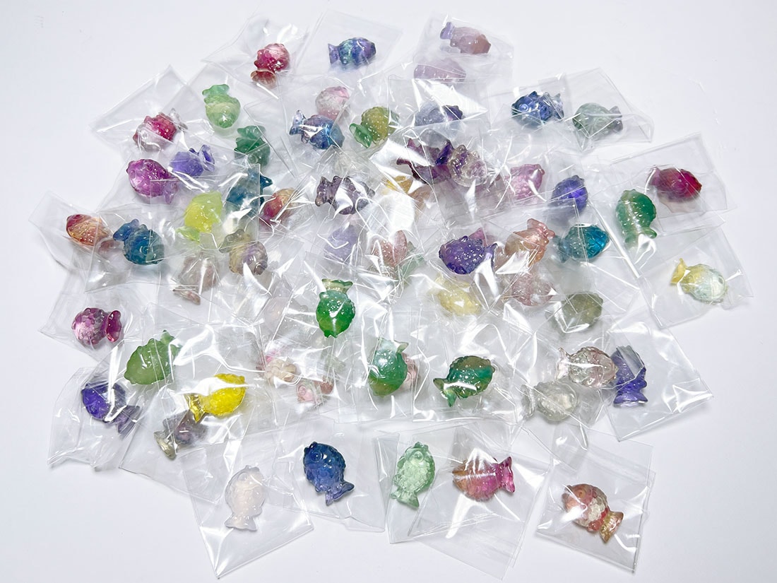 フローライト アニマル彫刻  おさかな 100匹セットアソート