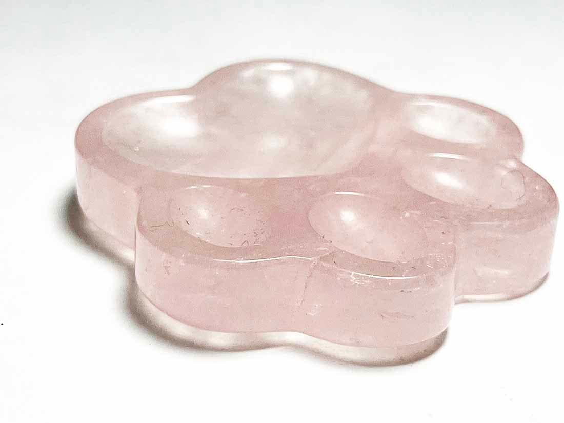 マダガスカル産　 ローズクォーツ 肉球凹型小皿