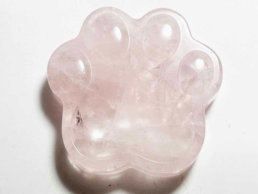 マダガスカル産　ローズクォーツ 肉球凸型小皿