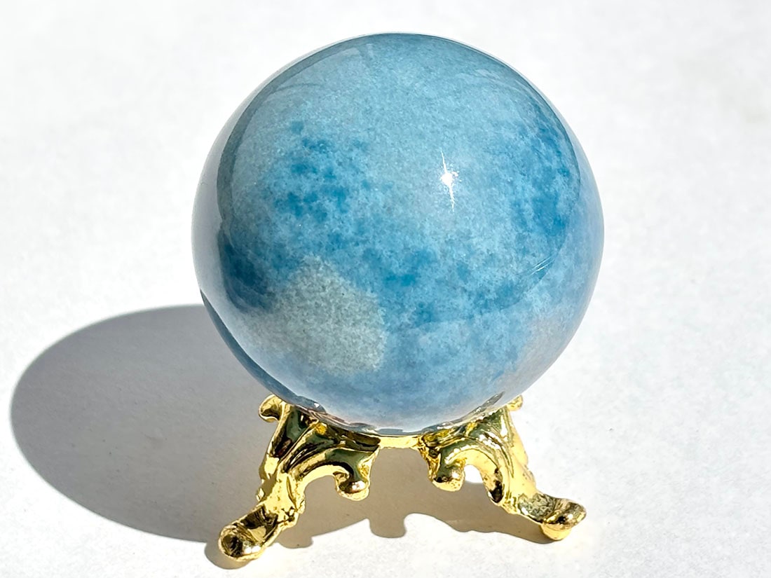 レアストーン　アイオライト&エメラルド&トルマリン&マイカ共生丸玉5.65cm ブラジル産 トロレアイト41mm丸玉 / Troleite