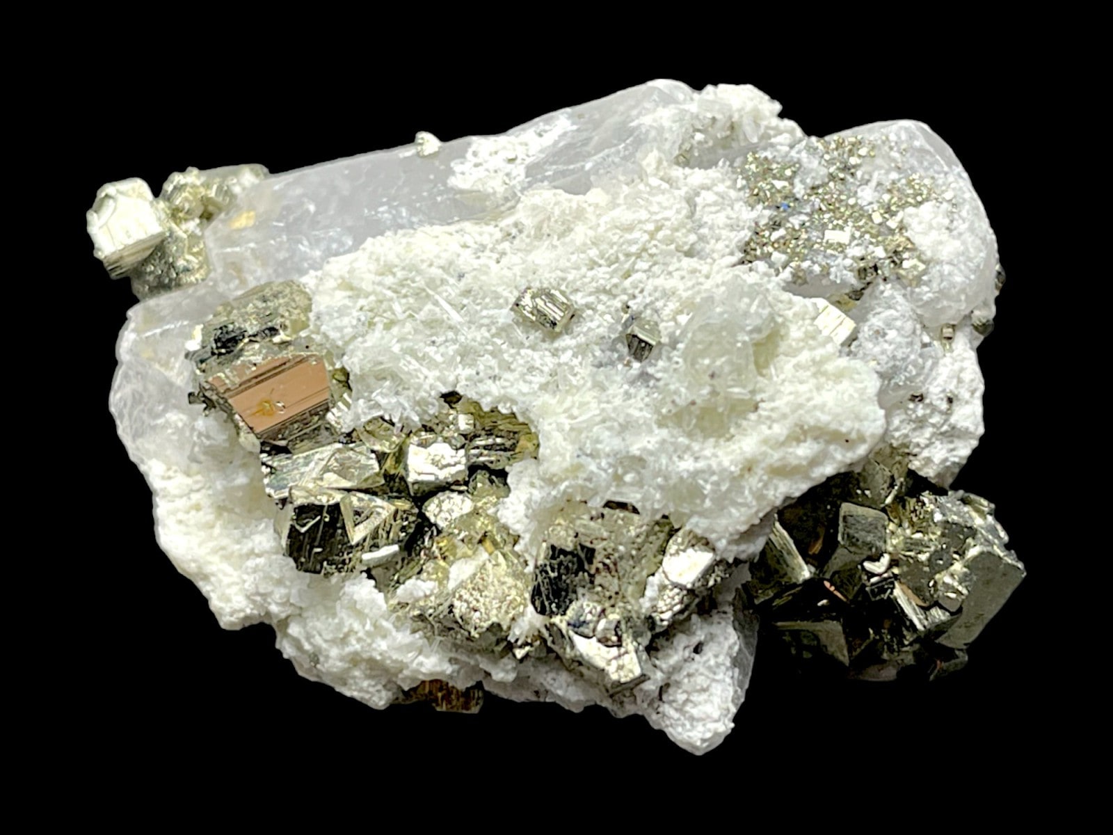 ペルー産 パイライト / カルサイト 共生 ( 蛍光 )