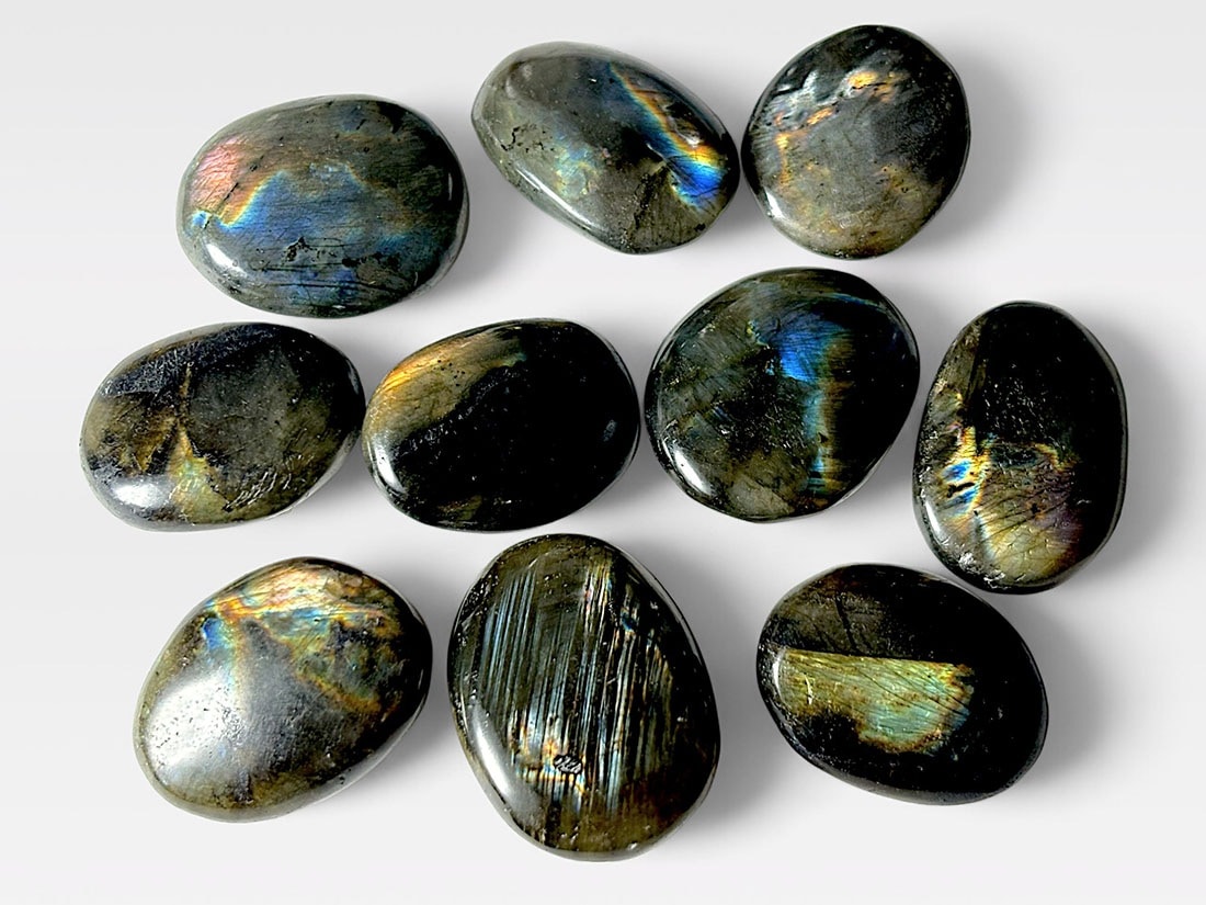 マダガスカル産 ラブラドライト タンブル10個セットアソート