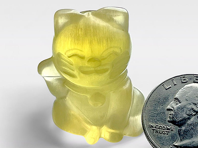 フローライト アニマル彫刻 招き猫