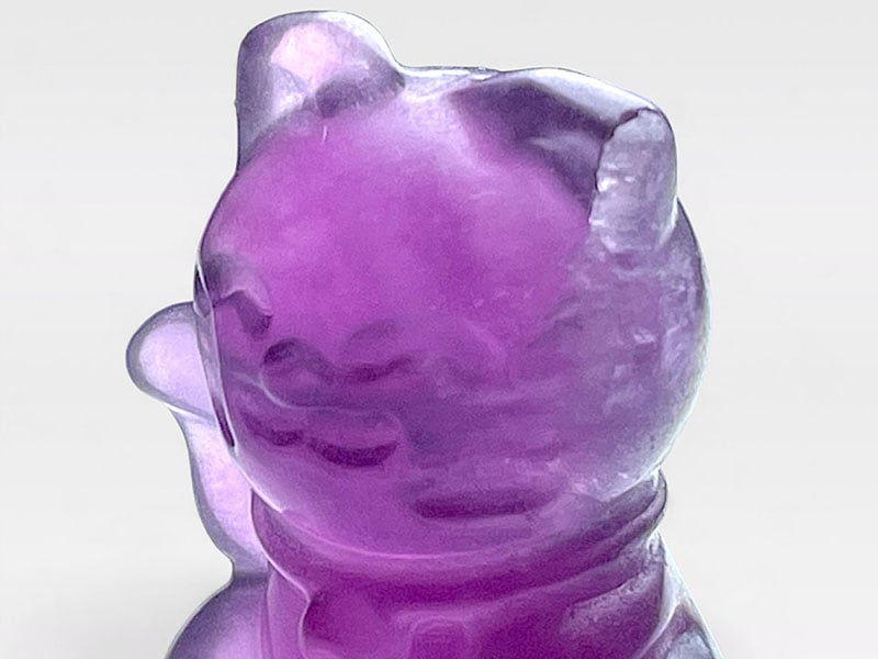 フローライト アニマル彫刻 招き猫