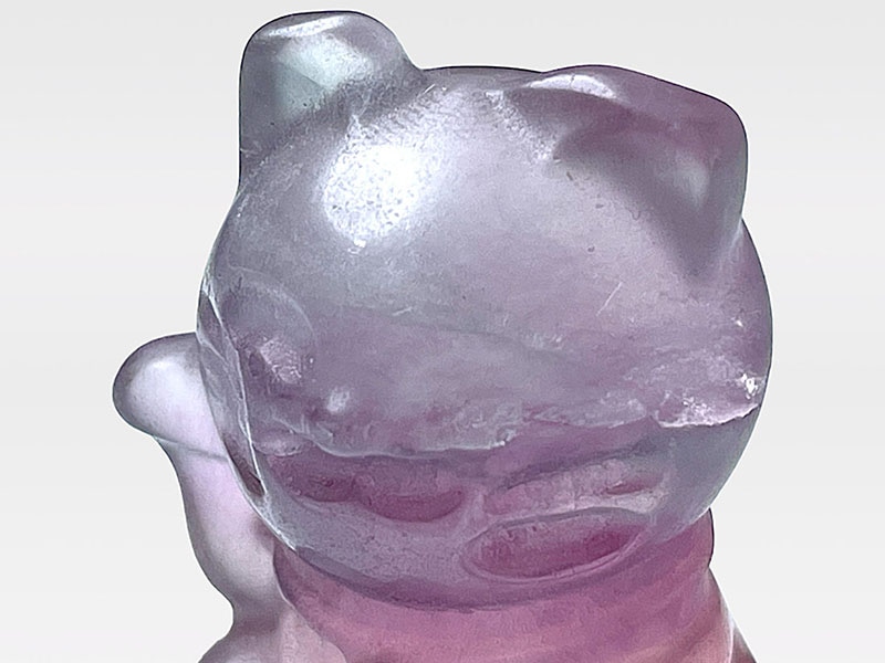 フローライト アニマル彫刻 招き猫