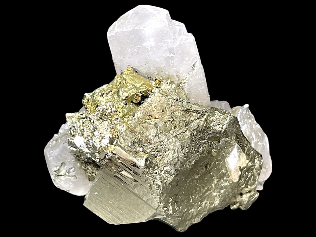 ペルー産 パイライト / カルサイト 共生 ( 蛍光 )