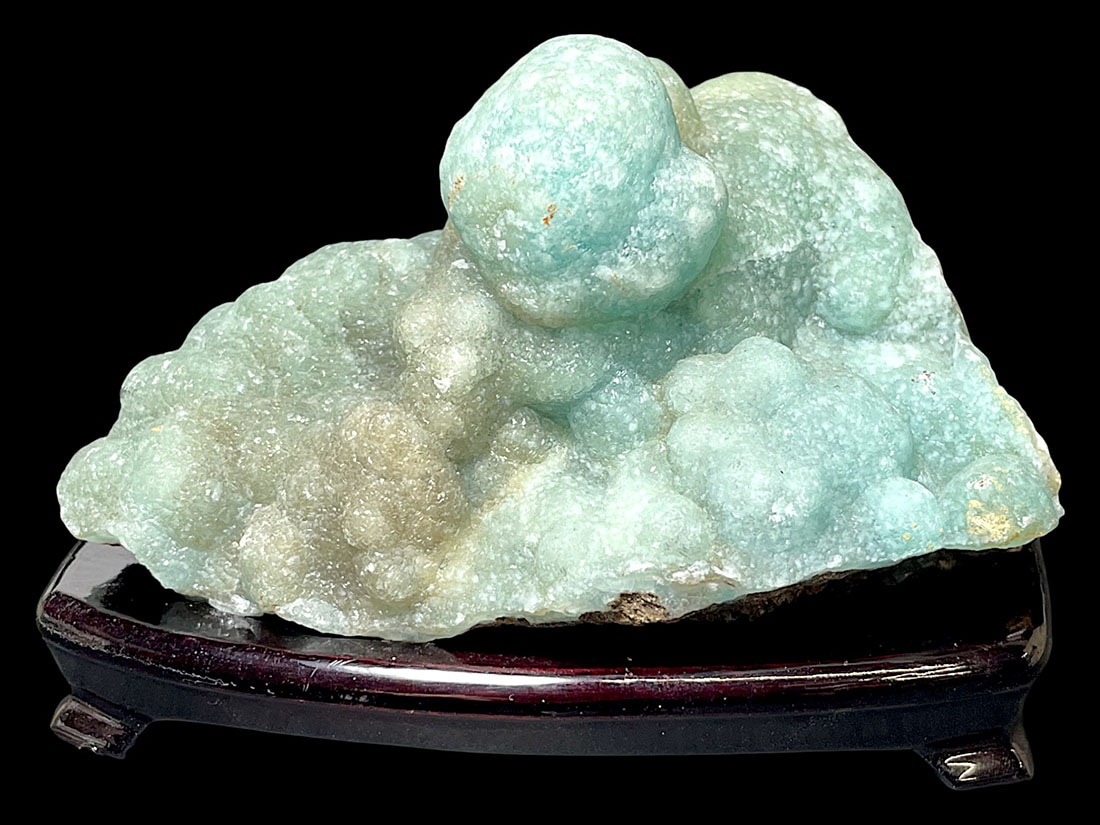雲南省産ヘミモルファイト/Hemimorphite (異極鉱) (木製台座付き)