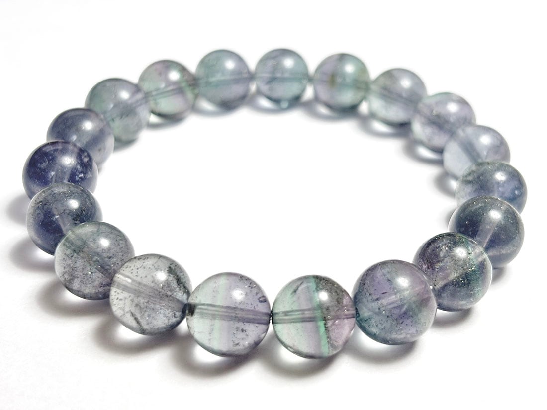 福建省産 パイライト in フローライト 10mm ブレスレット / Pyrite in