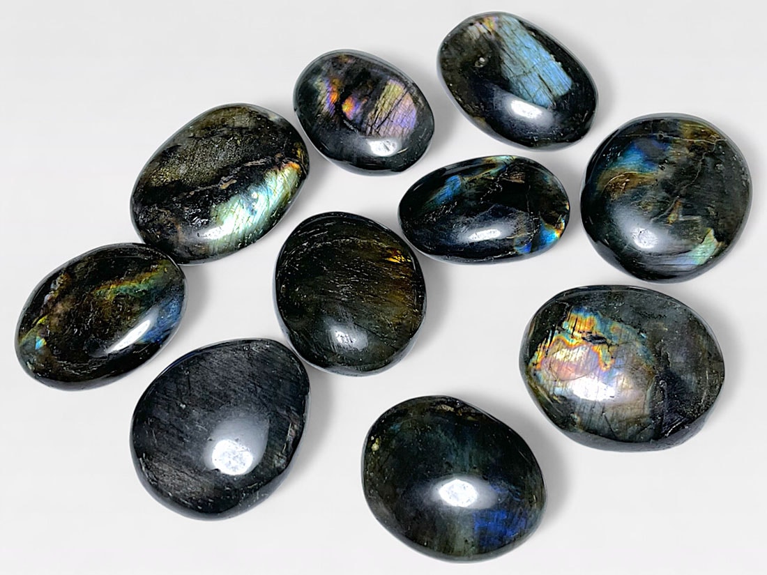マダガスカル産 ラブラドライト タンブル10個セットアソート
