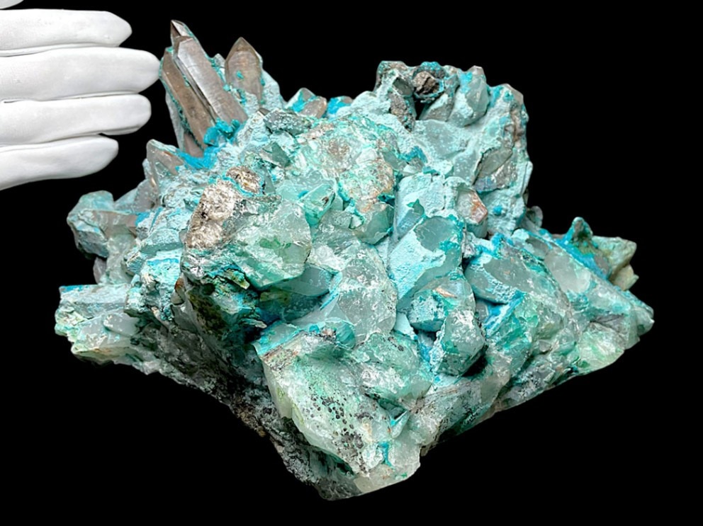 ペルー産 クリソコラ on クォーツ ( 珪孔雀石 / 水晶 )