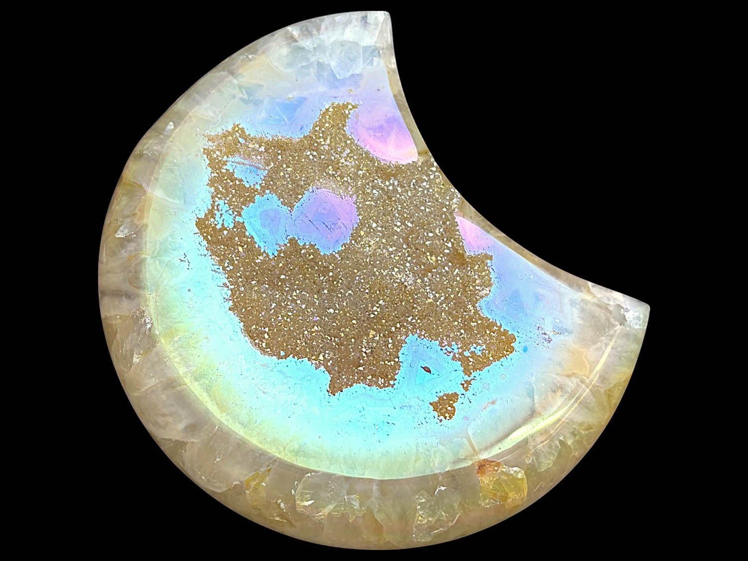 ブラジル産 ドゥルージークォーツ ムーン彫刻