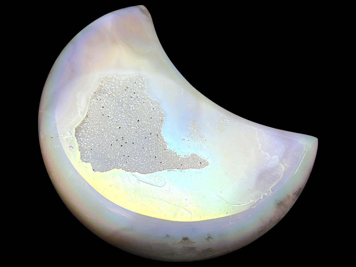 ブラジル産 ドゥルージークォーツ ムーン彫刻