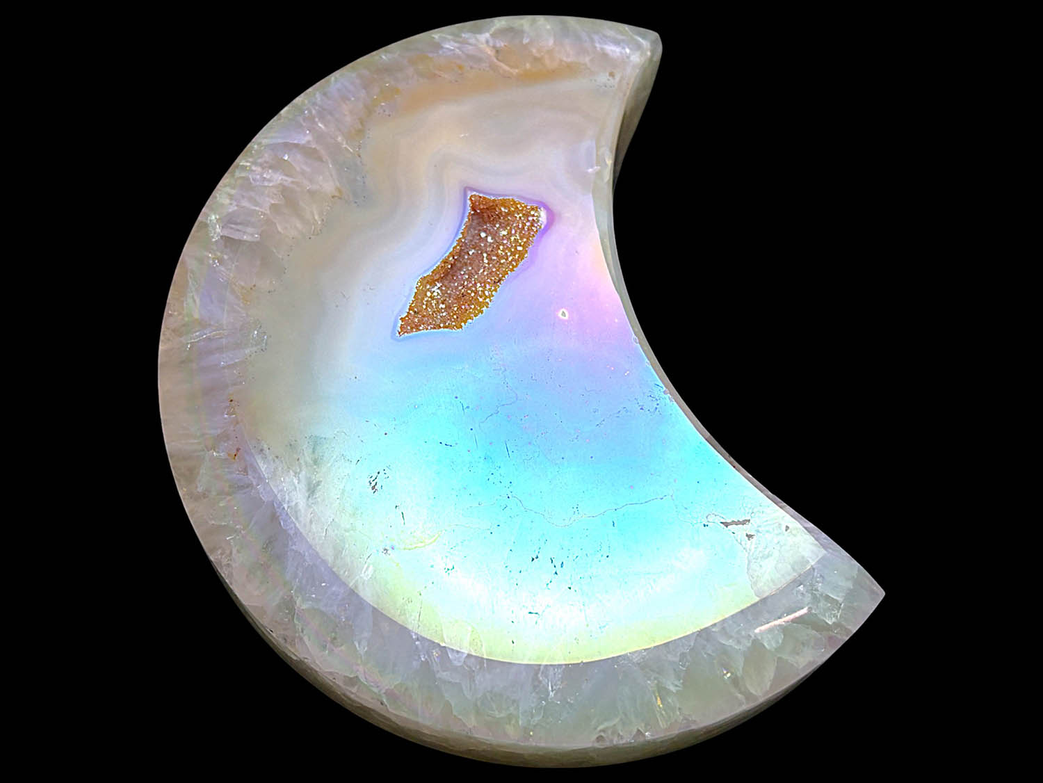 ブラジル産 ドゥルージークォーツ ムーン彫刻