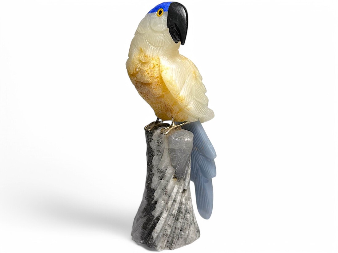 ペルー産 鳥彫刻 ＆ 天然石 (インコ)