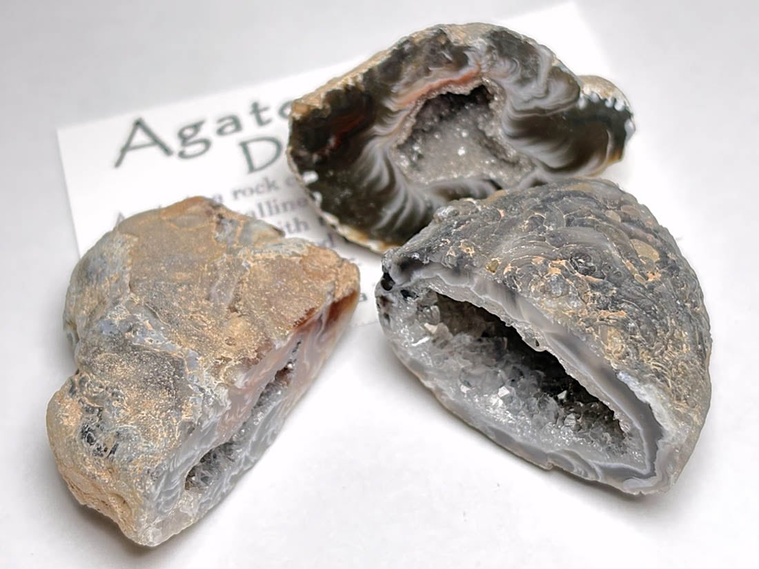 ブラジル産 アゲートwithドゥルージークォーツ ジオード 3個セット / Agate with Durzy Quartz