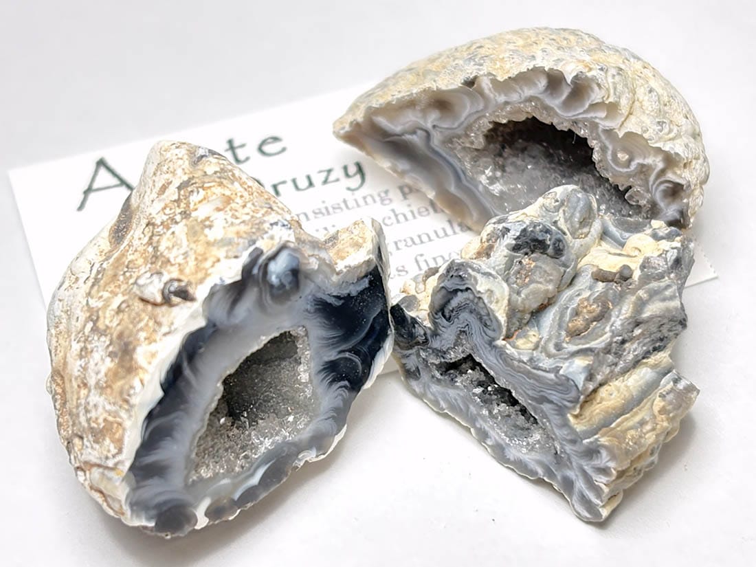 ブラジル産 アゲートwithドゥルージークォーツ ジオード 3個セット / Agate with Durzy Quartz
